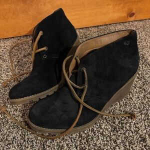 Sperry Black Suede Women's Wedge Boots
